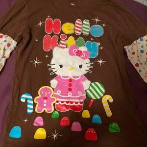 Brown kids long sleeve hello kitty shirt